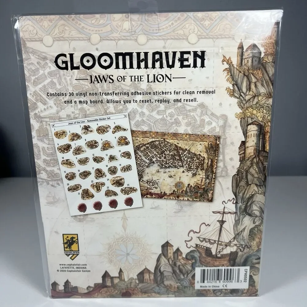 Gloomhaven Jaws of the Lion Removable Sticker Set Map Expansion Board Game - New